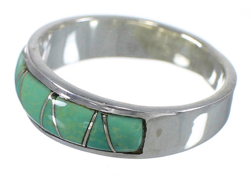 Southwest Turquoise Authentic Sterling Silver Ring Size 6-3/4 AX88345